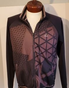 Vintage 90s Le Coq Sportif Full-Zip Geometric-Pattern Jacket Size Large